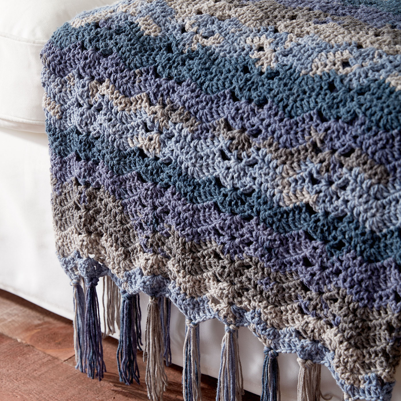 Caron® Big Cakes™ Ocean Waves Crochet Blanket in Nightberry